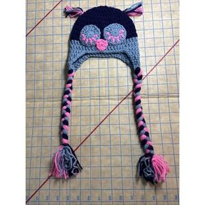 Kids Handmade‎ Pink And Blue Crocheted Hat With Face